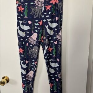 Fabulegs Cute Loungewear Navy Sea Life Print Leggings Women’s Small